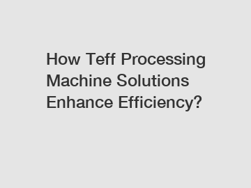 How Teff Processing Machine Solutions Enhance Efficiency?