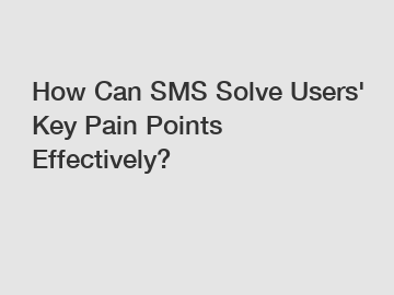How Can SMS Solve Users' Key Pain Points Effectively?