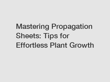 Mastering Propagation Sheets: Tips for Effortless Plant Growth