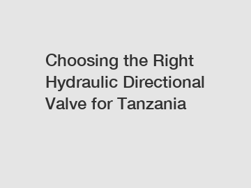 Choosing the Right Hydraulic Directional Valve for Tanzania