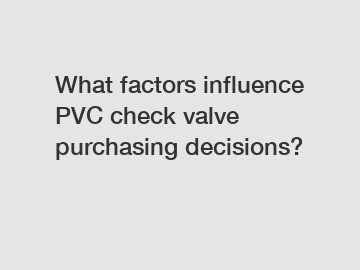 What factors influence PVC check valve purchasing decisions? What factors influence PVC check valve purchasing decisions?