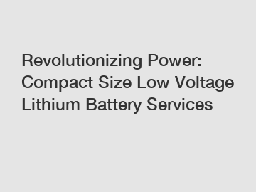 Revolutionizing Power: Compact Size Low Voltage Lithium Battery Services