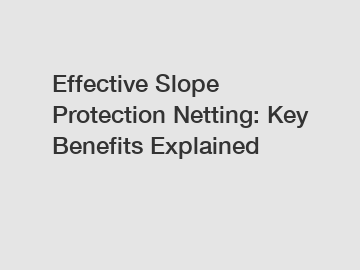 Effective Slope Protection Netting: Key Benefits Explained