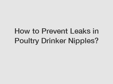 How to Prevent Leaks in Poultry Drinker Nipples?