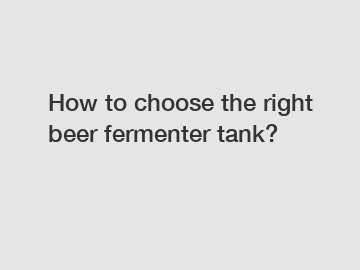 How to choose the right beer fermenter tank?