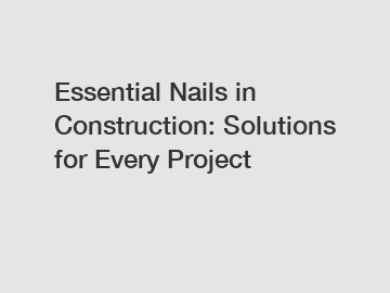 Essential Nails in Construction: Solutions for Every Project
