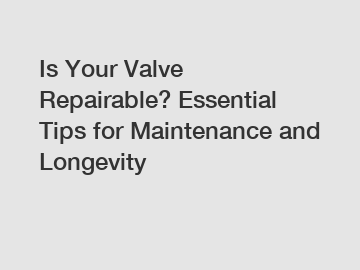 Is Your Valve Repairable? Essential Tips for Maintenance and Longevity