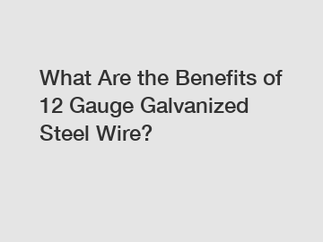 What Are the Benefits of 12 Gauge Galvanized Steel Wire?