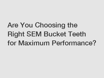 Are You Choosing the Right SEM Bucket Teeth for Maximum Performance?