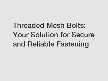 Threaded Mesh Bolts: Your Solution for Secure and Reliable Fastening