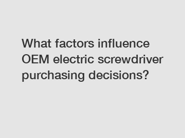 What factors influence OEM electric screwdriver purchasing decisions?