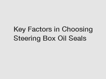 Key Factors in Choosing Steering Box Oil Seals