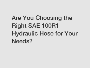 Are You Choosing the Right SAE 100R1 Hydraulic Hose for Your Needs?