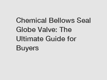 Chemical Bellows Seal Globe Valve: The Ultimate Guide for Buyers