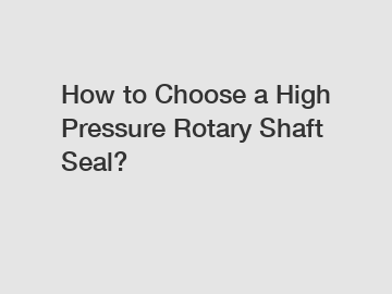 How to Choose a High Pressure Rotary Shaft Seal?
