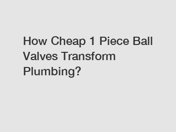 How Cheap 1 Piece Ball Valves Transform Plumbing?
