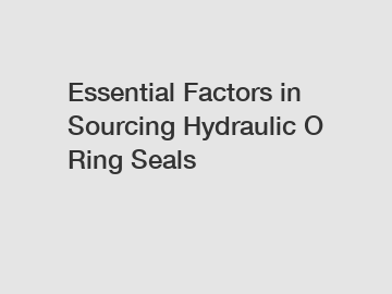 Essential Factors in Sourcing Hydraulic O Ring Seals