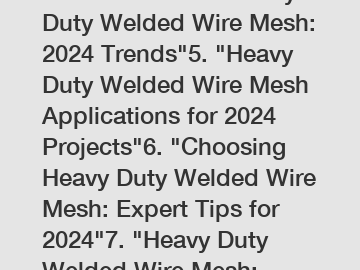 The Evolution of Heavy Duty Welded Wire Mesh: 2024 Trends"5. "Heavy Duty Welded Wire Mesh Applications for 2024 Projects"6. "Choosing Heavy Duty Welded Wire Mesh: Expert Tips for 2024"7. "Heavy Duty W