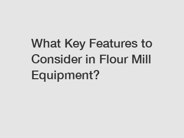 What Key Features to Consider in Flour Mill Equipment?