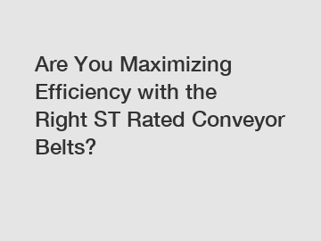 Are You Maximizing Efficiency with the Right ST Rated Conveyor Belts?