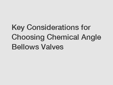 Key Considerations for Choosing Chemical Angle Bellows Valves