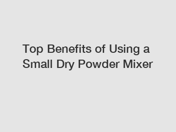 Top Benefits of Using a Small Dry Powder Mixer