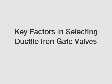 Key Factors in Selecting Ductile Iron Gate Valves