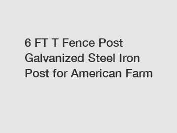 6 FT T Fence Post Galvanized Steel Iron Post for American Farm