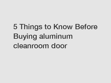 5 Things to Know Before Buying aluminum cleanroom door