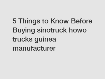 5 Things to Know Before Buying sinotruck howo trucks guinea manufacturer