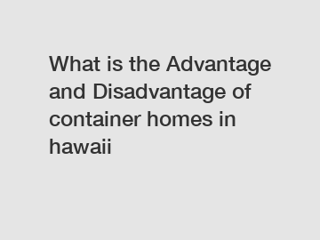 What is the Advantage and Disadvantage of  container homes in hawaii