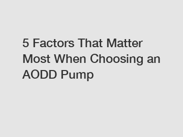 5 Factors That Matter Most When Choosing an AODD Pump
