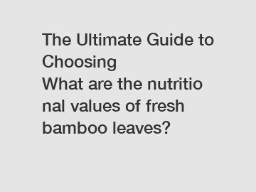 The Ultimate Guide to Choosing What are the nutritional values of fresh bamboo leaves?