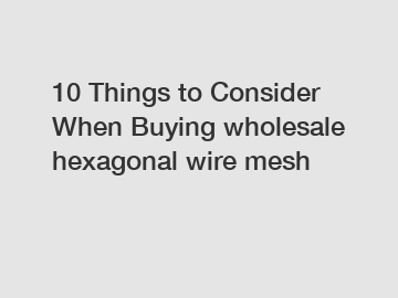 10 Things to Consider When Buying wholesale hexagonal wire mesh