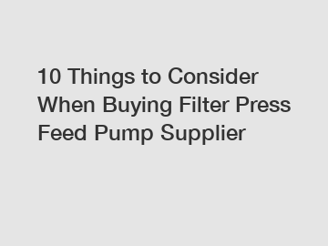 10 Things to Consider When Buying Filter Press Feed Pump Supplier