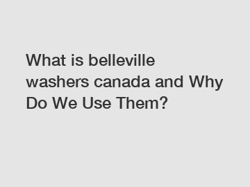 What is belleville washers canada and Why Do We Use Them?