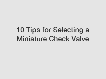 10 Tips for Selecting a Miniature Check Valve