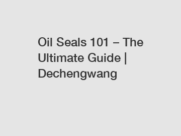 Oil Seals 101 – The Ultimate Guide | Dechengwang