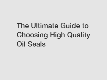 The Ultimate Guide to Choosing High Quality Oil Seals