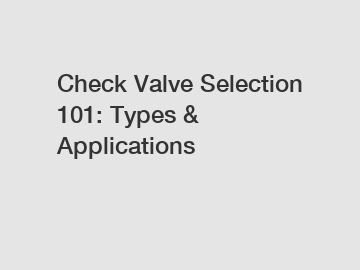 Check Valve Selection 101: Types & Applications