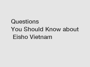 Questions You Should Know about Eisho Vietnam