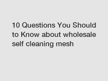 10 Questions You Should to Know about wholesale self cleaning mesh