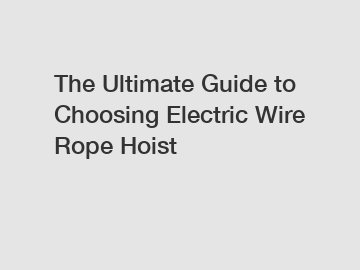 The Ultimate Guide to Choosing Electric Wire Rope Hoist