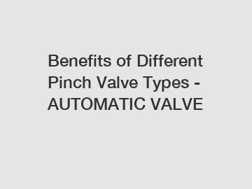 Benefits of Different Pinch Valve Types - AUTOMATIC VALVE