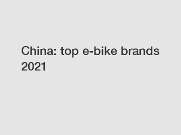 China: top e-bike brands 2021