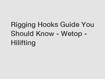 Rigging Hooks Guide You Should Know - Wetop - Hilifting