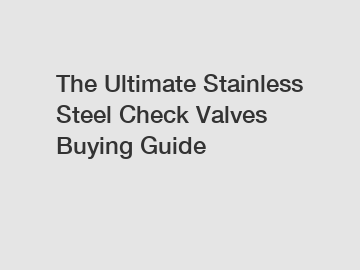 The Ultimate Stainless Steel Check Valves Buying Guide