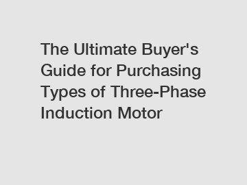The Ultimate Buyer's Guide for Purchasing Types of Three-Phase Induction Motor