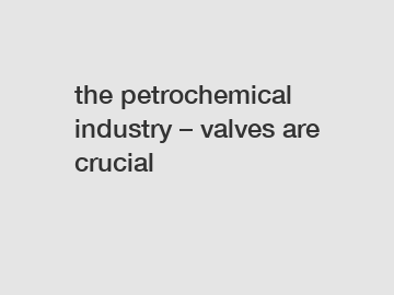 the petrochemical industry &ndash; valves are crucial