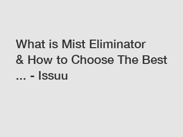 What is Mist Eliminator & How to Choose The Best ... - Issuu